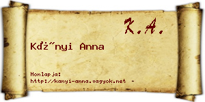 Kányi Anna névjegykártya